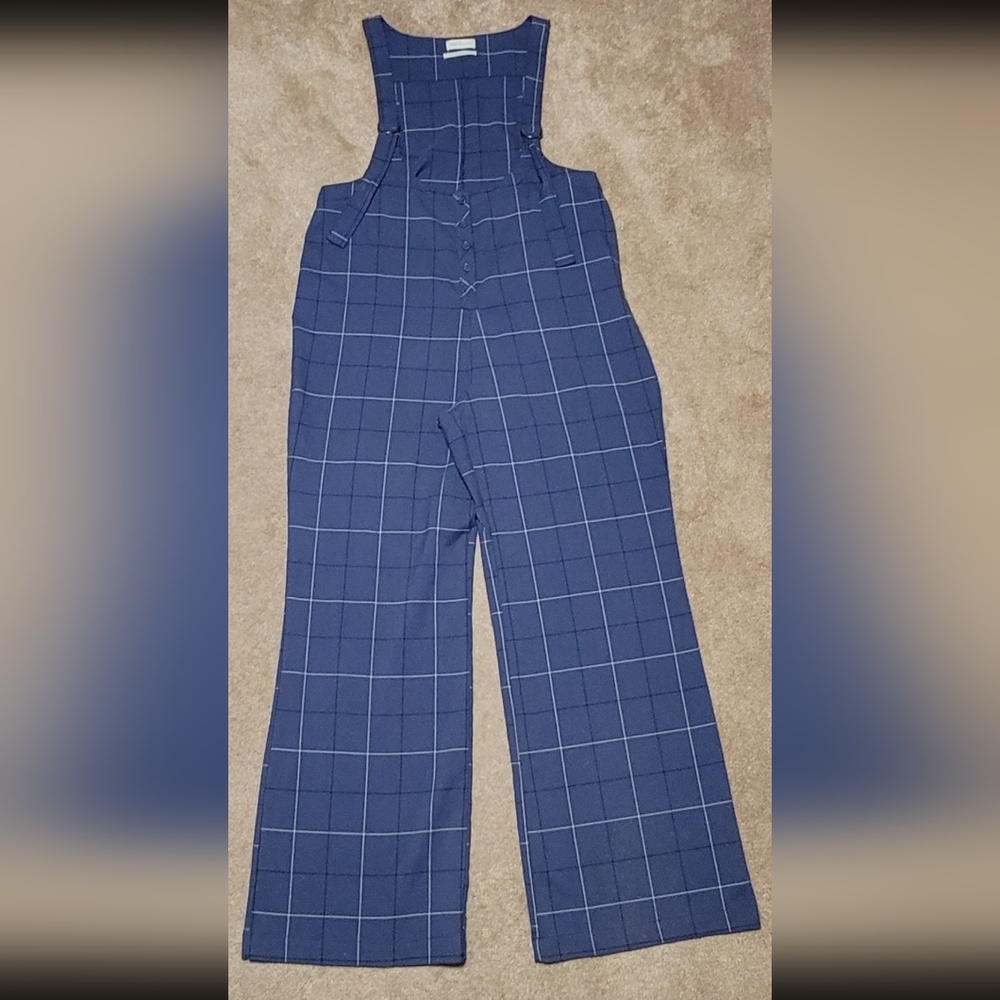 Urban Outfitters Blue Checkered Jumpsuit